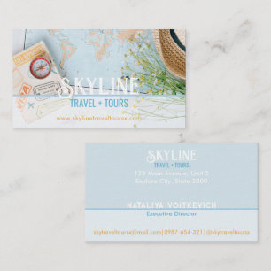 Pastellblaue Reisebüro-Visitenkarte Visitenkarte