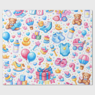 Pastellblaue rosa Spielzeuge Geschenkpapier