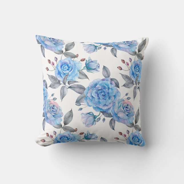Pastellblaue Rose Kissen (Vorderseite)
