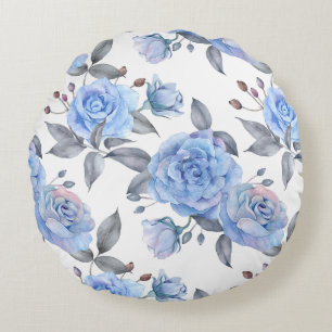 Pastellblaue Rose Rundes Kissen