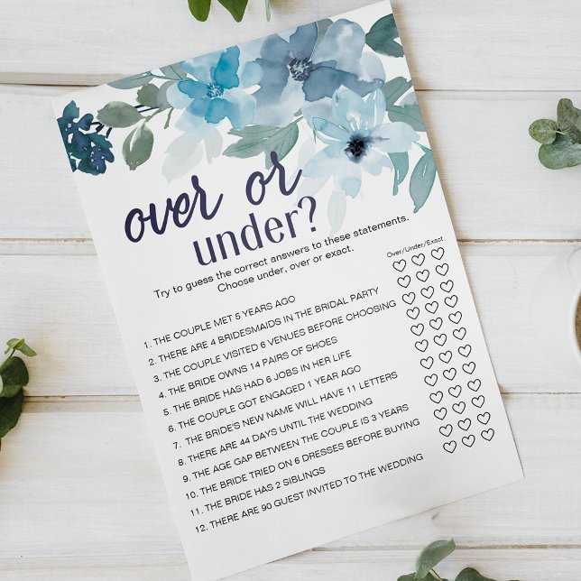 Pastellblaue Rosen Florales Spiel Über oder Unter Flyer (Von Creator hochgeladen)