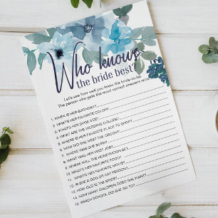 Pastellblaue Rosen Hochzeitsspiel Wer kennt die Br Flyer