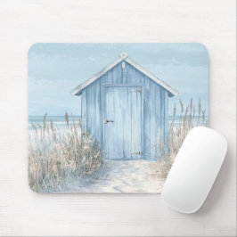 PASTELLBLAUE STRANDHÜTTE AM OZEAN MOUSEPAD