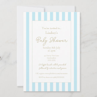 Pastellblaue Streifen-Baby-Shower-Einladung Einladung