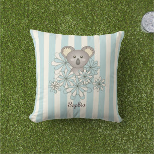 Pastellblaue Streifen Süße Baby Koala Bär Kinder Kissen