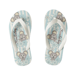 Pastellblaue Streifen Süßer Babykoalabär Kinderbadesandalen