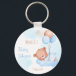 Pastellblaue Teddybär Aquarell Babydusche Schlüsselanhänger<br><div class="desc">Pastellblau Teddy Bär Aquarell Babydusche personalisierte Gunst Geschenke Schlüsselanhänger.</div>