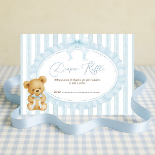 Pastellblaue Teddybär-Windel-Raffel Baby Boy Begleitkarte