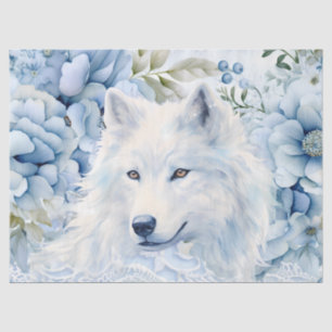 Pastellblaue viktorianische Blumen & Weißer Wolfsk Seidenpapier