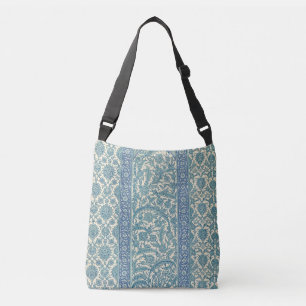 Pastellblaue Vintage-arabische Teppich botanisches Tragetaschen Mit Langen Trägern