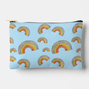 Pastellblaue Wasserfarbe-Regenbogen-Federmappe Zubehörtasche