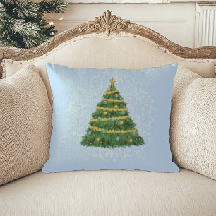 Pastellblaue Weihnachtsbaumkissen Kissen