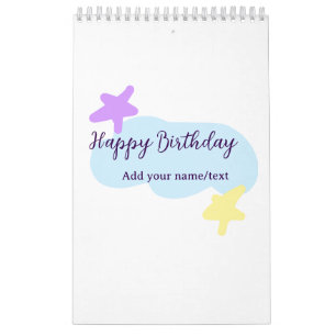Pastellblaue Wolken Sterne lila Alles Gute zum Geb Kalender