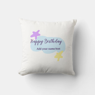 Pastellblaue Wolken Sterne lila Alles Gute zum Geb Kissen