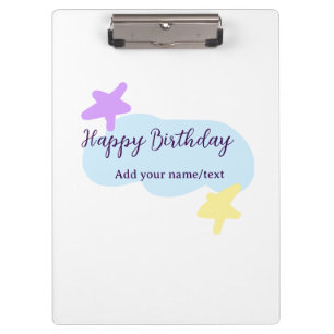 Pastellblaue Wolken Sterne lila Alles Gute zum Geb Klemmbrett