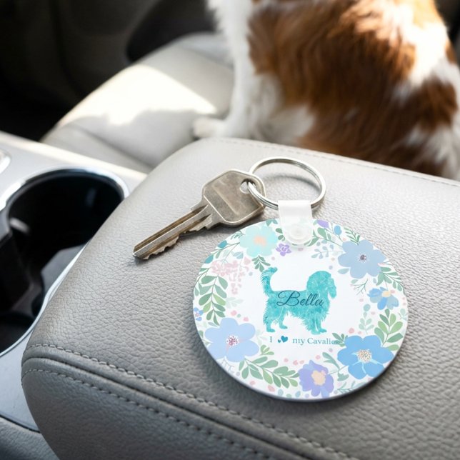 Pastellblauer Cavalier King Charles Spaniel mit Bl Schlüsselanhänger (Von Creator hochgeladen)