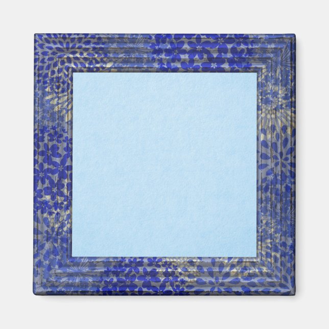 Pastellblauer Hintergrund, mittlerer blauer Rahmen Magnet (Vorne)