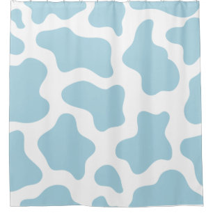 Pastellblauer Kuhdruck Kawaii Duschvorhang