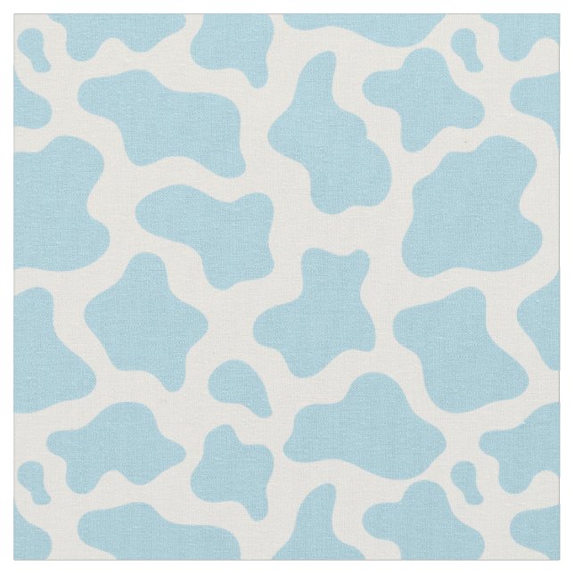 Pastellblauer Kuhdruck Kawaii Stoff (Nahaufnahme)