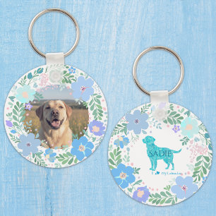 Pastellblauer Labrador Retriever mit individuellem Schlüsselanhänger