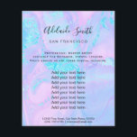 Pastellblauer Marmor und Imitat Glitzer Flyer<br><div class="desc">Schönheitssalon berufliche Make-up-Künstler Flyer</div>