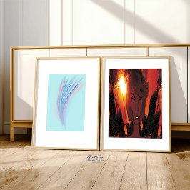 Pastellblauer Rosa Abstrakte Featherings Poster