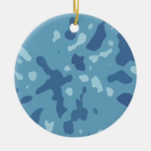 Pastellblaues abstraktes Tarnmuster Keramik Ornament