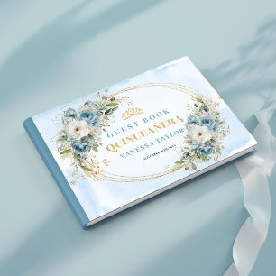 Pastellblaues Boho-Gästebuch für Sweet 15-Party Gästebuch
