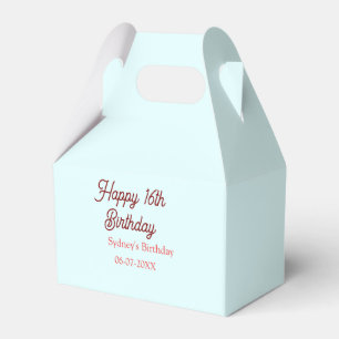 Pastellblaues rotes glückliches 16. Geburtstagsnam Geschenkschachtel