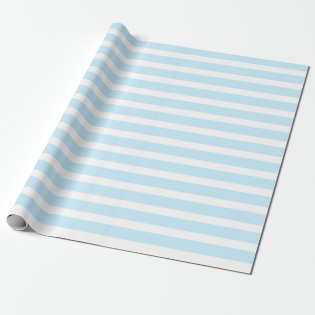 Pastellblaues und Weiß Stripes Packpapier (Ungerollt)