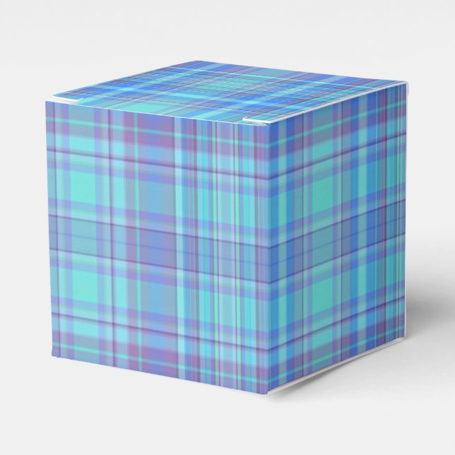 Pastellblaukariertes Muster Geschenkschachtel (Vorderseite)