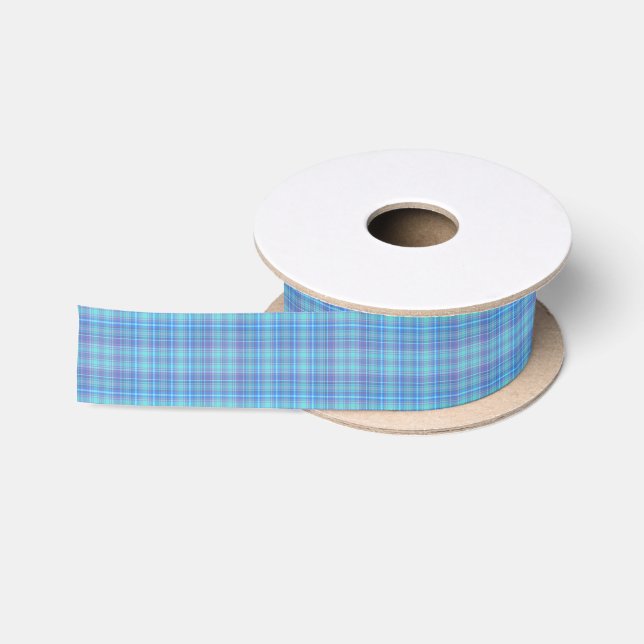 Pastellblaukariertes Muster Satinband (Spule)