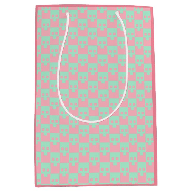 Pastellblöcke in Rosa und Minze Mittlere Geschenktüte (Vorderseite)