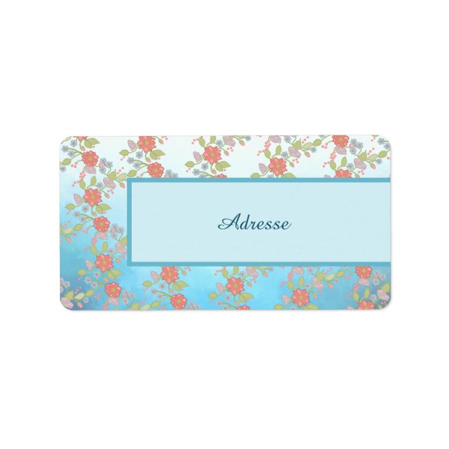 Pastellblumen Adressaufkleber (Vorne)