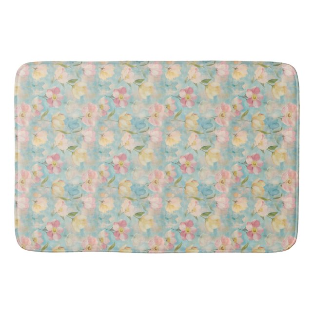 Pastellblumen. Gartenschönheit. Badematte (Vorderseite)