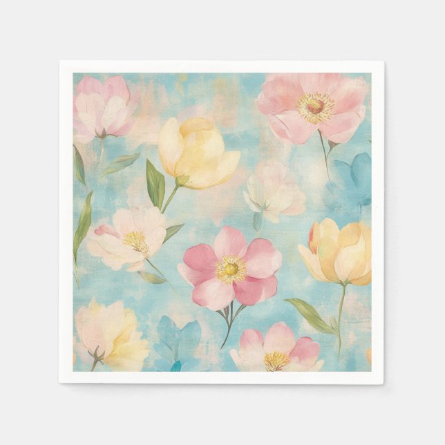 Pastellblumen. Gartenschönheit.  Serviette (Vorderseite)
