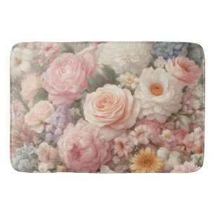 Pastellblumen Shabby Chic Rose Blumendesign Badematte