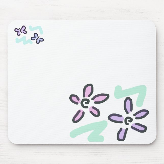 PastellBlumen und Schmetterlinge Mousepad (Vorne)