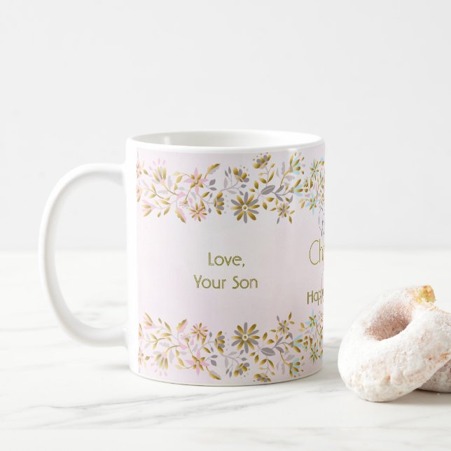 PastellBlumen-Weihnachtskaffee-Tasse Kaffeetasse (Mit Donut)