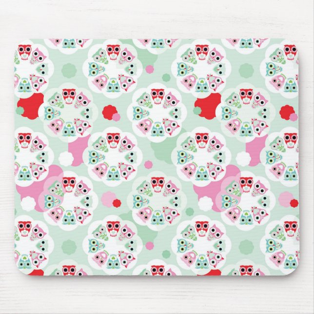 PastellBlumeneulen-Hintergrundmuster Mousepad (Vorne)