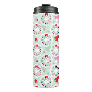 PastellBlumeneulen-Hintergrundmuster Thermosbecher
