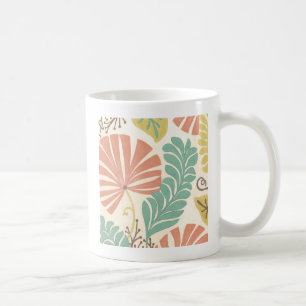 Pastellblumenreben und Blätter auf Kaffeetasse