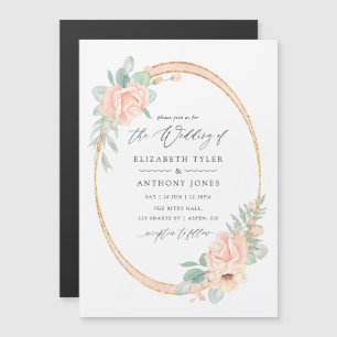 Pastellblüte geometrische Hochzeit Magneteinladung