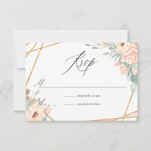 Pastellblüte geometrische Hochzeit RSVP Karte