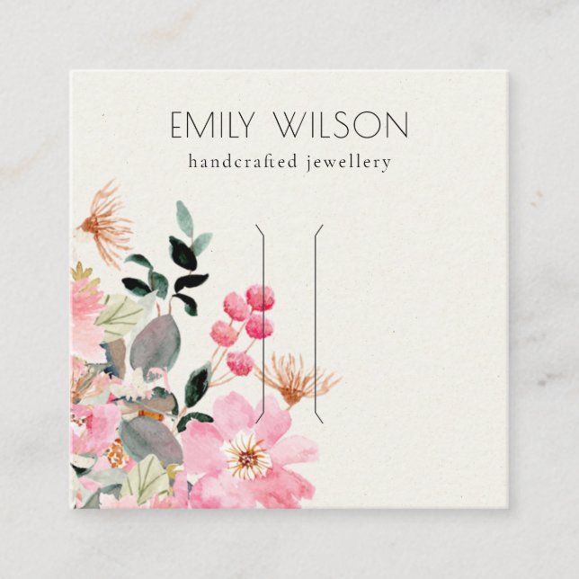 Pastellblütenpink, Blütenpink, Hair Clip Display Quadratische Visitenkarte (Vorderseite)