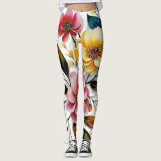 Pastellblütenrosa Gelbkunstvektor Leggings