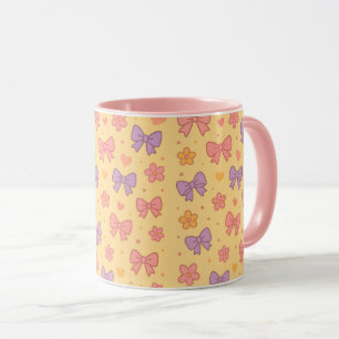 Pastellbögen und Blumenmuster – Süßes gelbes Mädch Tasse