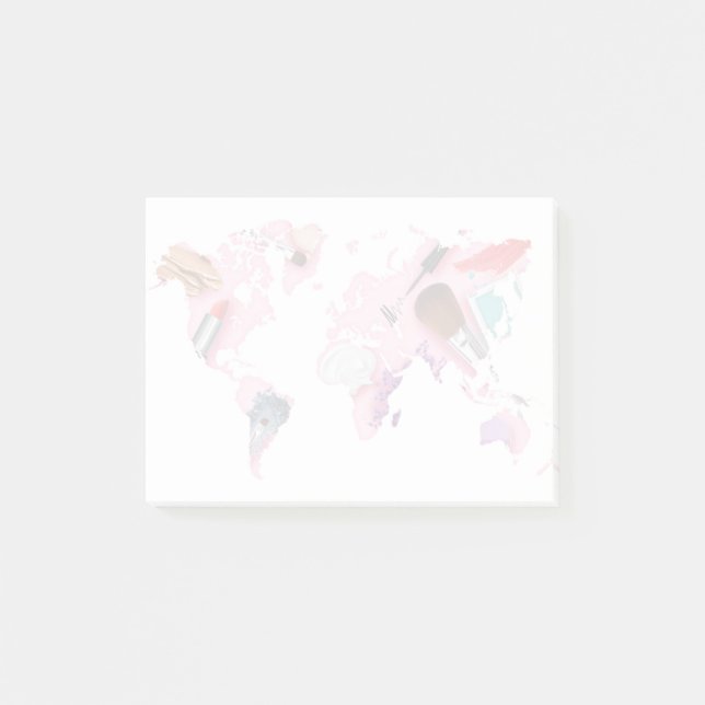 PastellComestics Weltkarte Post-it Klebezettel (Vorderseite)