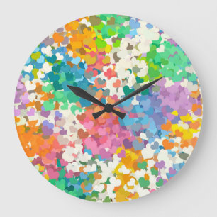 Pastellconfetti-Herzen Große Wanduhr