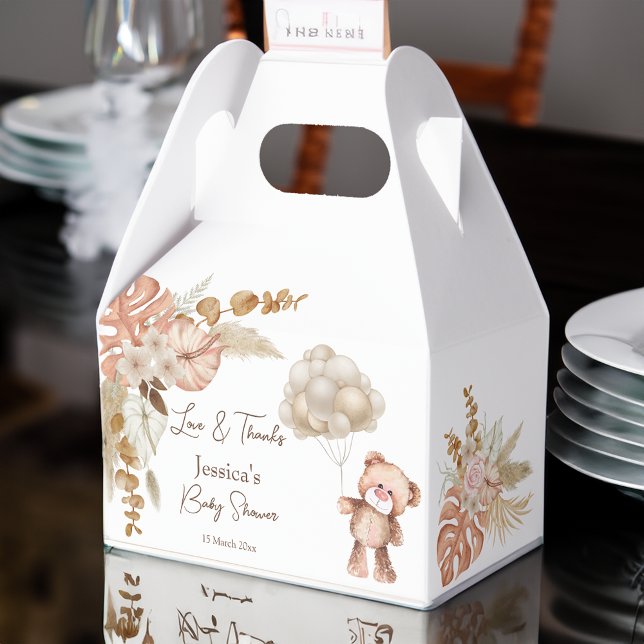 Pastellcreme, braun, boho getrocknete Blume Babydu Geschenkschachtel (Pastel cream brown boho dried flowers baby shower favor boxes)